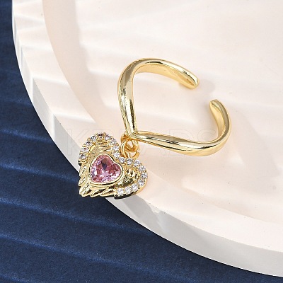 Brass Micro Pave Cubic Zirconia Open Cuff Rings for Women RJEW-U057-22A-G-1