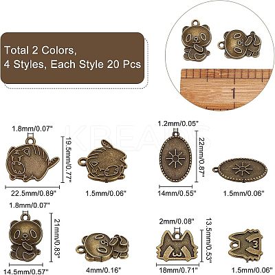 80Pcs 8 Style Tibetan Style Alloy Pendant Enamel Settings TIBEP-CA0001-11-1