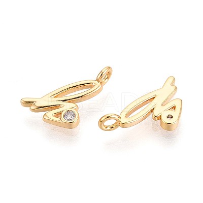 Brass Micro Pave Cubic Zirconia Charms KK-N263-97G-H-1