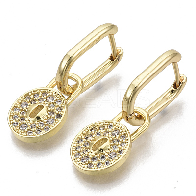 Brass Micro Pave Clear Cubic Zirconia Dangle Huggie Hoop Earrings EJEW-R115-002-NF-1