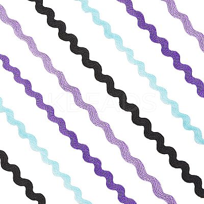 4 Strands 4 Colors Polyester Wave Bending Fringe Trim OCOR-GF0002-43B-1