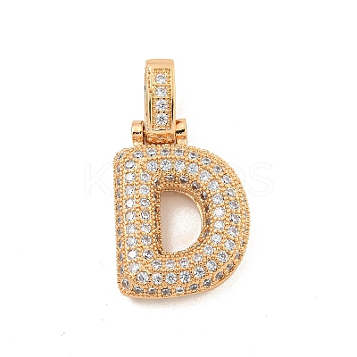 Brass Micro Pave Clear Cubic Zirconia Pendants KK-B099-01G-D-1