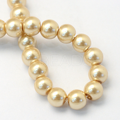 Baking Paint Pearlized Glass Pearl Round Bead Strands X-HY-Q003-6mm-42-1