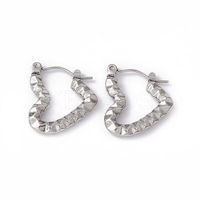 Non-Tarnish 304 Stainless Steel Heart Hoop Earrings for Women EJEW-G314-13P-1