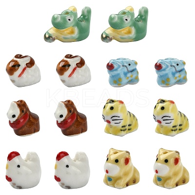 14Pcs 7 Styles Handmade Porcelain Beads PORC-CJ0001-40-1