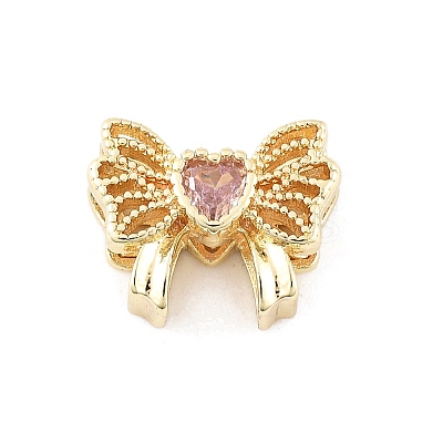 Brass Micro Pave Cubic Zirconia Beads KK-K371-48G-1