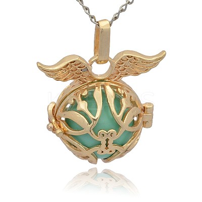 Golden Tone Brass Cage Pendants KK-J213-11G-1