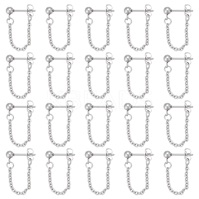 10Pair 304 Stainless Steel Ball Stud Earring EJEW-UN00022-1