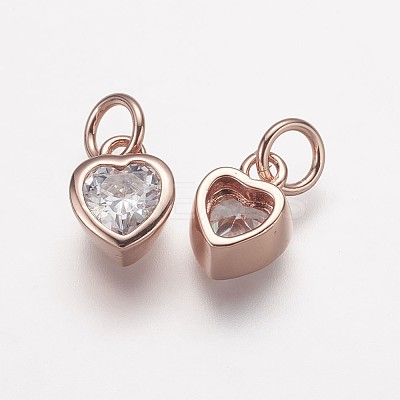 Brass Micro Pave Grade AAA Cubic Zirconia Charms LS-ZIRC-K059-10RG-NR-1