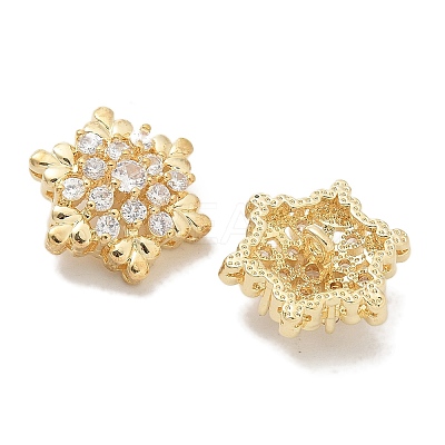 Rack Plating Brass Micro Pave Clear Cubic Zirconia Buttons KK-K293-11G-1