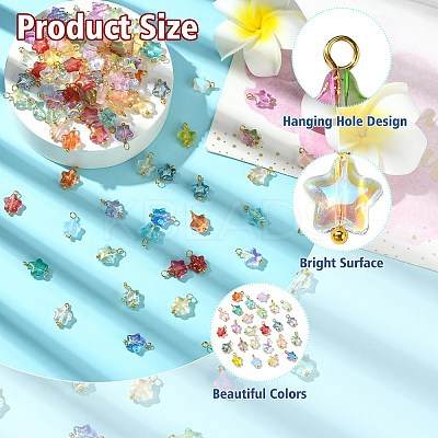 150Pcs 25 Colors Glass Pendants PALLOY-CJ00076-1