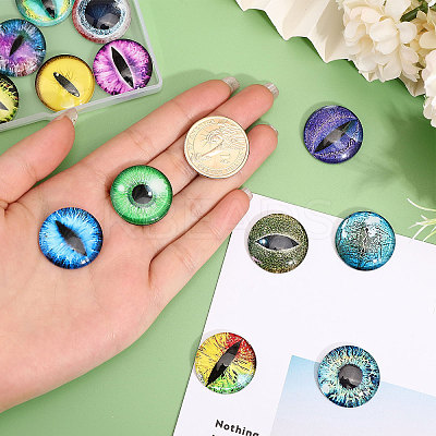 30Pcs 15 Colors Luminous Self Adhesive Glass Eyes Cabochons DIY-CA0006-27B-1
