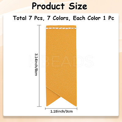 7Pcs 7 Colors PU Leather Bookmarks AJEW-CL0001-21-1