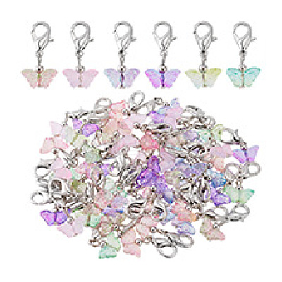 60Pcs 6 Colors Glass Pendant HJEW-PH01915-1