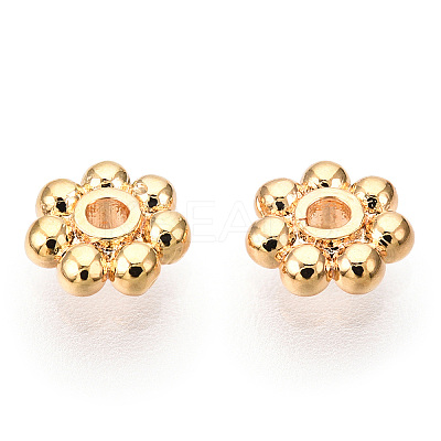 Brass Daisy Spacer Beads KK-T014-43G-1