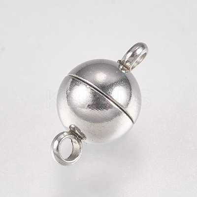 Tarnish Resistant 304 Stainless Steel Magnetic Clasps with Loops X-STAS-G173-05P-6mm-1