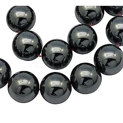 Non-Magnetic Synthetic Hematite Beads Strands G-H1623-12mm-1-1