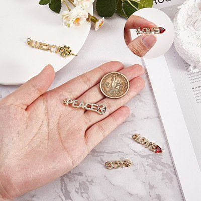 4Pcs 4 Style Eco-Friendly Brass Micro Pave Cubic Zirconia with Glass Pendants KK-SZ0005-79-1