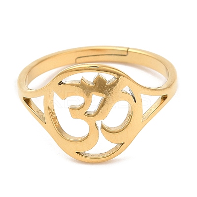 Ion Plating(IP) 304 Stainless Steel Yoga Adjustable Ring for Women RJEW-M149-24G-1