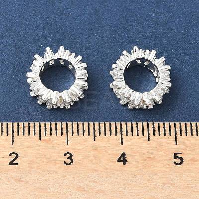 Brass Micro Pave Cubic Zirconia Rondelle European Beads KK-A254-08S-1