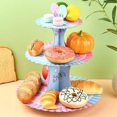 3-Tier Paper Cake Display Stand AJEW-CJ0001-52-1