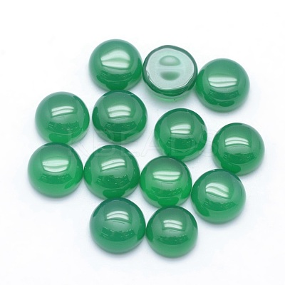 Natural Dyed & Heated Green Onyx Agate Cabochons G-P393-R05-8MM-1