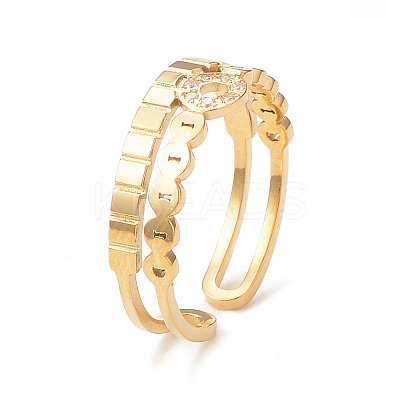 Crystal Rhinestone Donut Open Cuff Ring RJEW-I096-21G-1