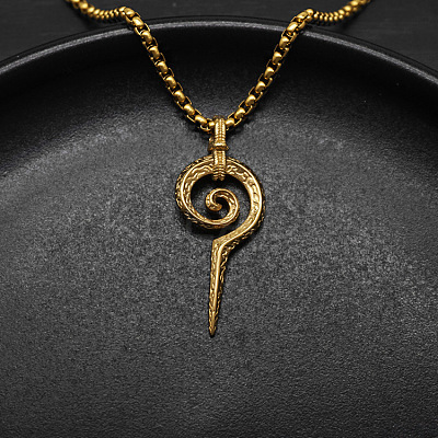 304 Stainless Steel Vintage Spiral Pendant Necklaces for Men FS-WGF8781-02-1