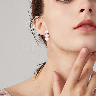 Triple Shell Pearl Beaded Hoop Earrings JE1001A-1