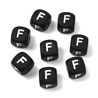 20Pcs Black Cube Letter Silicone Beads 12x12x12mm Square Dice Alphabet Beads with 2mm Hole Spacer Loose Letter Beads for Bracelet Necklace Jewelry Making JX433F-1