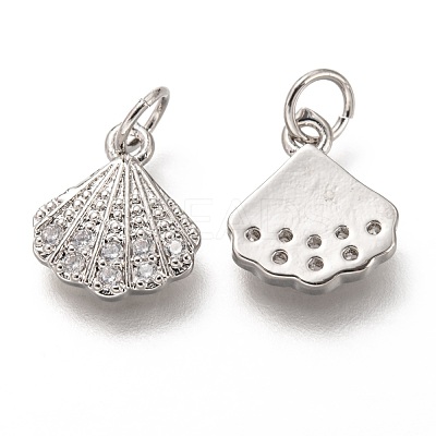 Brass Micro Pave Clear Cubic Zirconia Charms ZIRC-C020-49-1
