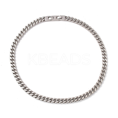 Non-Tarnish 304 Stainless Steel Curb Chains Necklace for Women NJEW-E155-02P-02-1