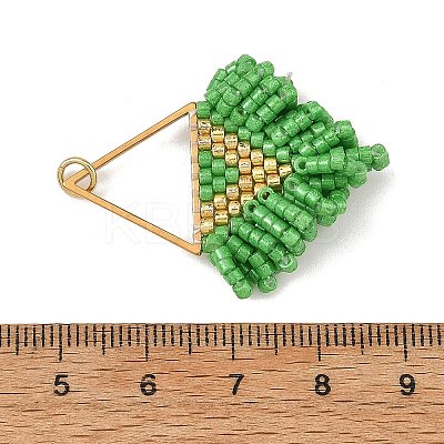 304 Stainless Steel & Glass Seed Beads Fringe Pendants PALLOY-MZ01427-02-1