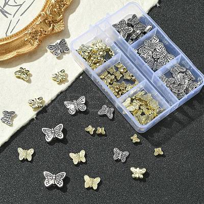 91Pcs 6 Styles Tibetan Style Alloy Butterfly Beads FIND-YW0004-92-1