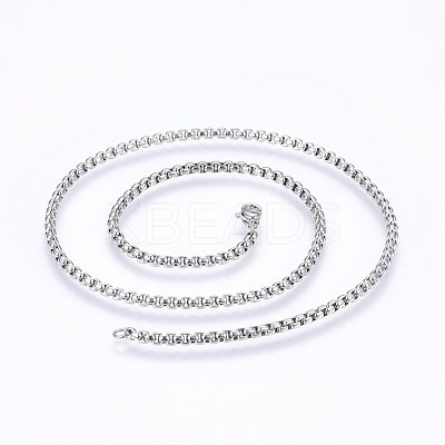 Non-Tarnish 304 Stainless Steel Box Chain Necklaces NJEW-F227-09P-07-1
