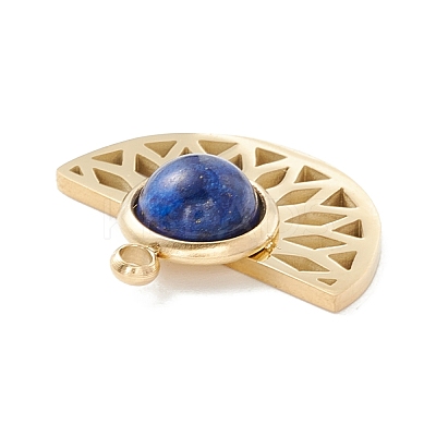 Ion Plating(IP) 304 Stainless Steel Pendants with Synthetic Lapis Lazuli Cabochon STAS-K237-08G-01-1