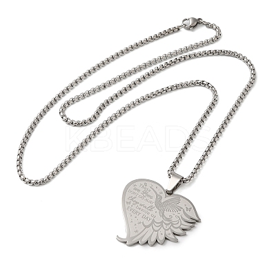 Non-Tarnish Hummingbird Heart 201 Stainless Steel Those We Love Dont Go Away Pendant Necklaces for Women and Men LS-NJEW-F324-02P-1