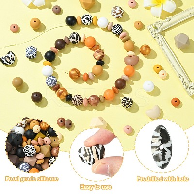 DIY Leopard Print Beadable Pen Beads Kits DIY-CJ0002-65-1