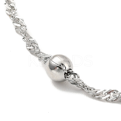 Non-Tarnish 304 Stainless Steel Singapore Chain Necklace with Beads for Men Women LS-NJEW-P263-01P-1