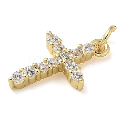 Rack Plating Brass Micro Pave Cubic Zirconia Pendants KK-K392-17C-G-1