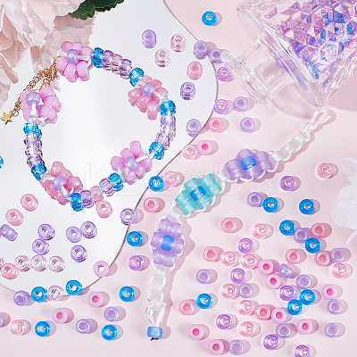 600Pcs 6 Colors Opaque & Transparent Plastic Beads KY-SC0001-92-1