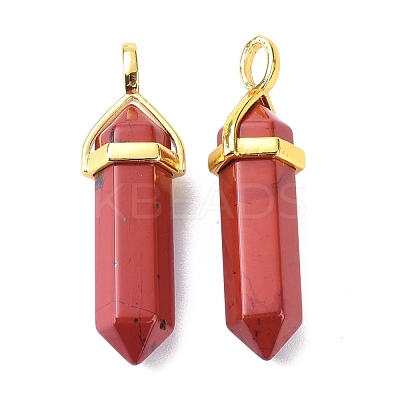 Natural Red Jasper Pointed Pendants G-G025-01G-12-1