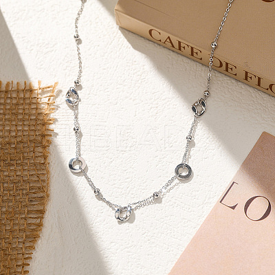 925 Sterling Silver Ring Twisted Oval L?ink Chain Necklaces for Women NJEW-H074-02S-1