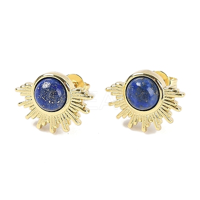 Natural Lapis Lazuli Stud Earrings EJEW-K288-01G-05-1
