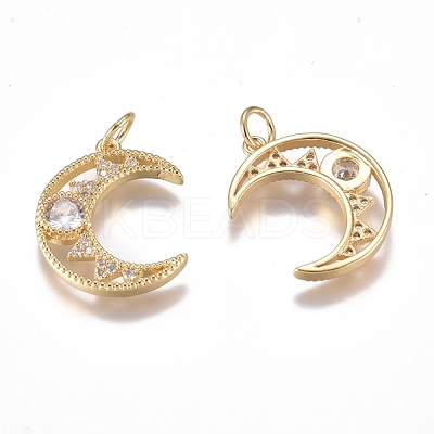 Brass Micro Pave Cubic Zirconia Pendants ZIRC-G168-26G-1