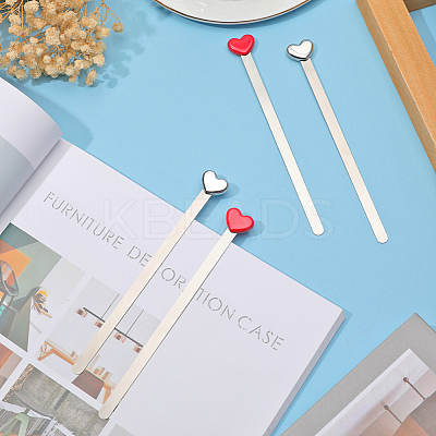 4Pcs 2 Colors 201 Stainless Steel Bookmarks AJEW-CP0005-79-1