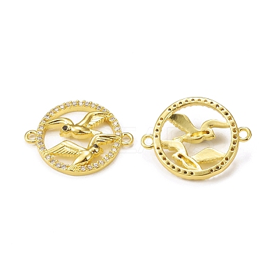 Brass Micro Pave Clear Cubic Zirconia Connector Charms KK-E068-VB294-1