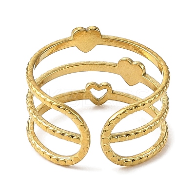 304 Stainless Steel Enamel Open Cuff Rings for Women RJEW-F166-22G-01-1