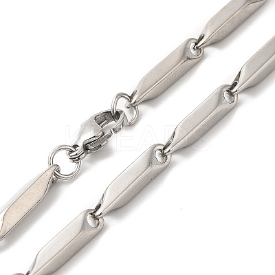 Non-Tarnish 201 Stainless Steel Rectangle Bar Link Chain Necklace NJEW-Q316-01D-P-1