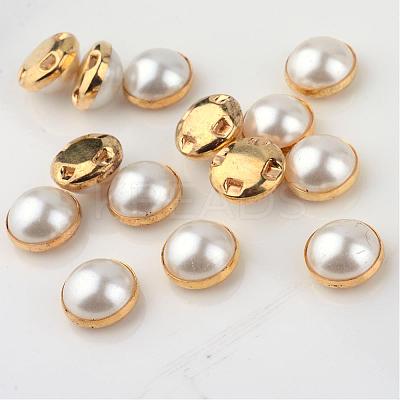 ABS Plastic Imitation Pearl Shank Buttons BUTT-S003-12mm-01-1